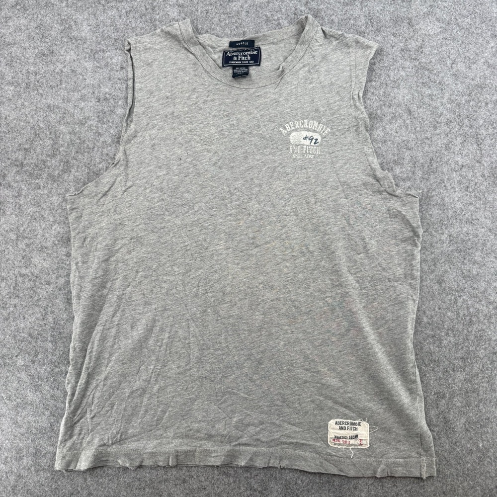 True VTG Y2K Abercrombie & Fitch Tank Top Mens L Muscle Gray Practice Squad Logo